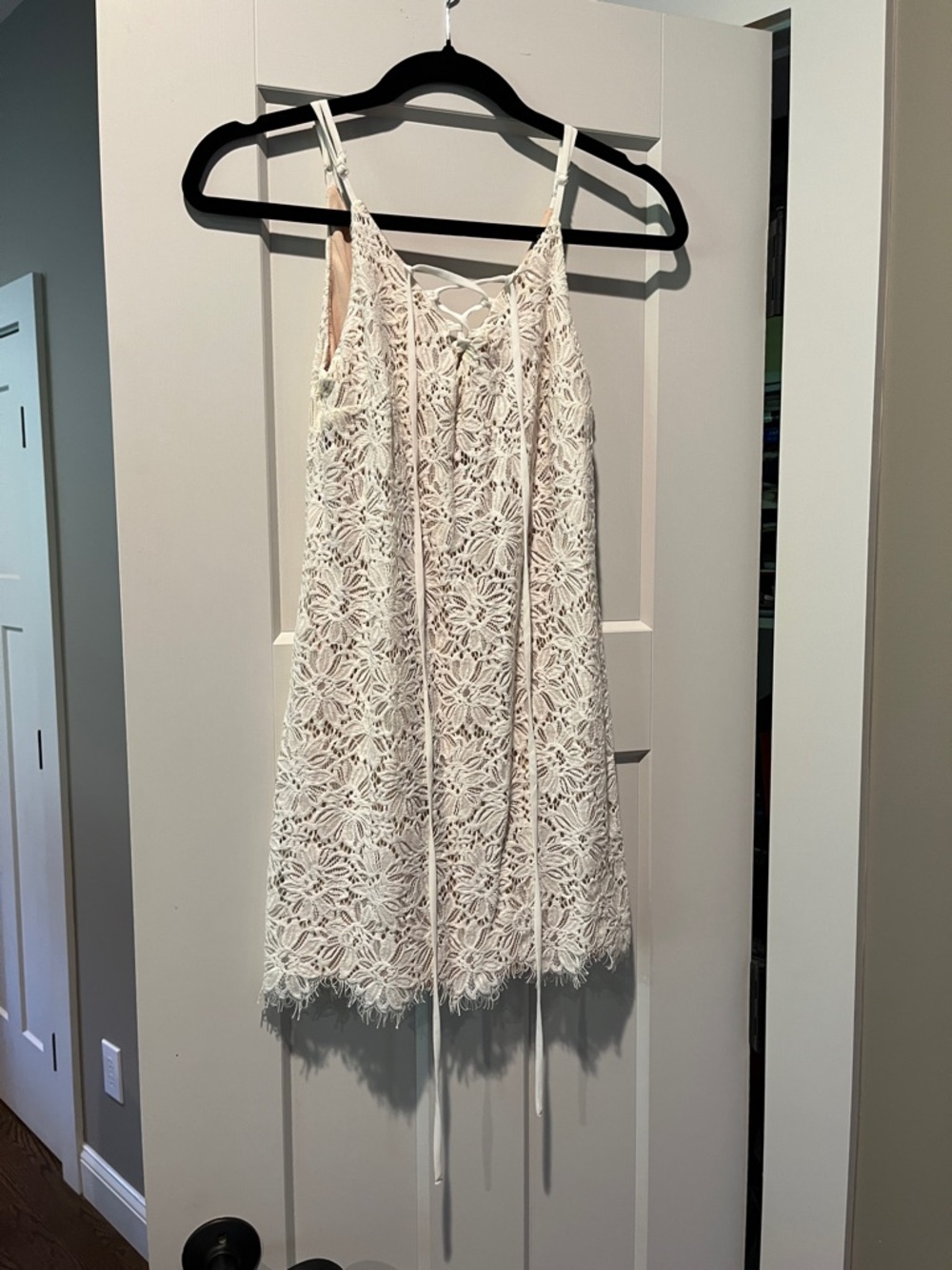 White Lace Spaghetti Strap Dress